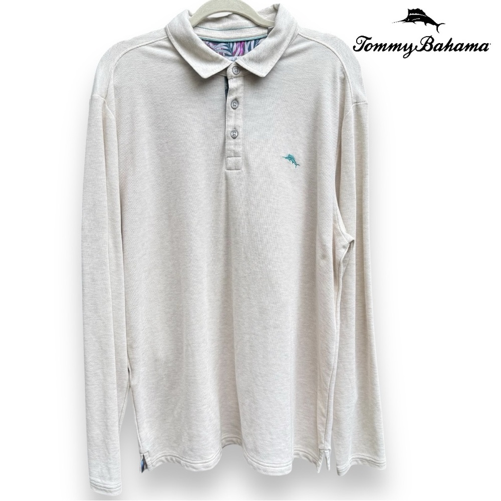 Tommy Bahama Men's XL Island Zone Supima Cotton Long Sleeve Pique Polo